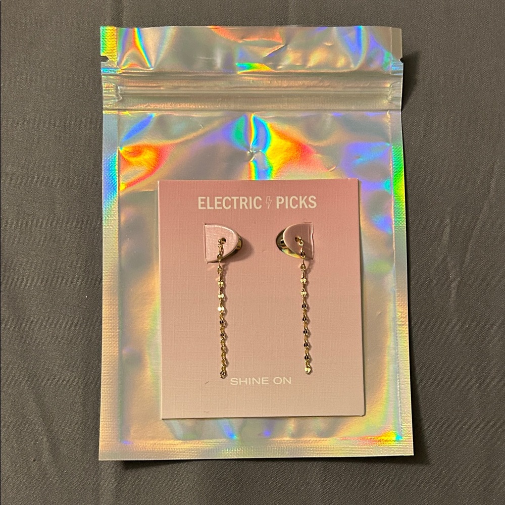 Electric Picks Harley Gold Dangle Shimmer Earrings